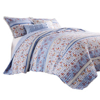 Joa 3 Piece Microfiber King Quilt Set, Floral Print, Lace Trim, Multicolor - BM282009