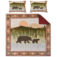 Kip 3 Piece Soft Microfiber Queen Quilt Set, Simple Bear Print, Multicolor - BM282010