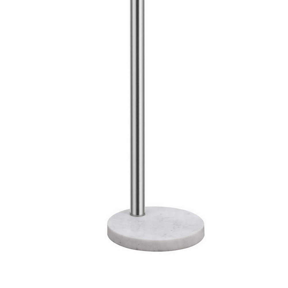 84 Inch Modern Floor Lamp, Three Drum Shades, Marble Base, White, Silver - BM282024