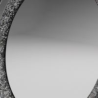 Theo 32 Inch Modern Vanity Wall Mirror, Round, Crystal Frame, Glass, Silver - BM282037