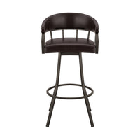 Mayla 30 Inch Swivel Bar Stool, Metal Flared Legs, Brown Faux Leather - BM282100