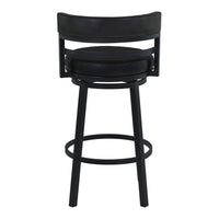 Eva 30 Inch Swivel Bar Stool Chair, Vegan Faux Leather, Curved Back, Black - BM282105