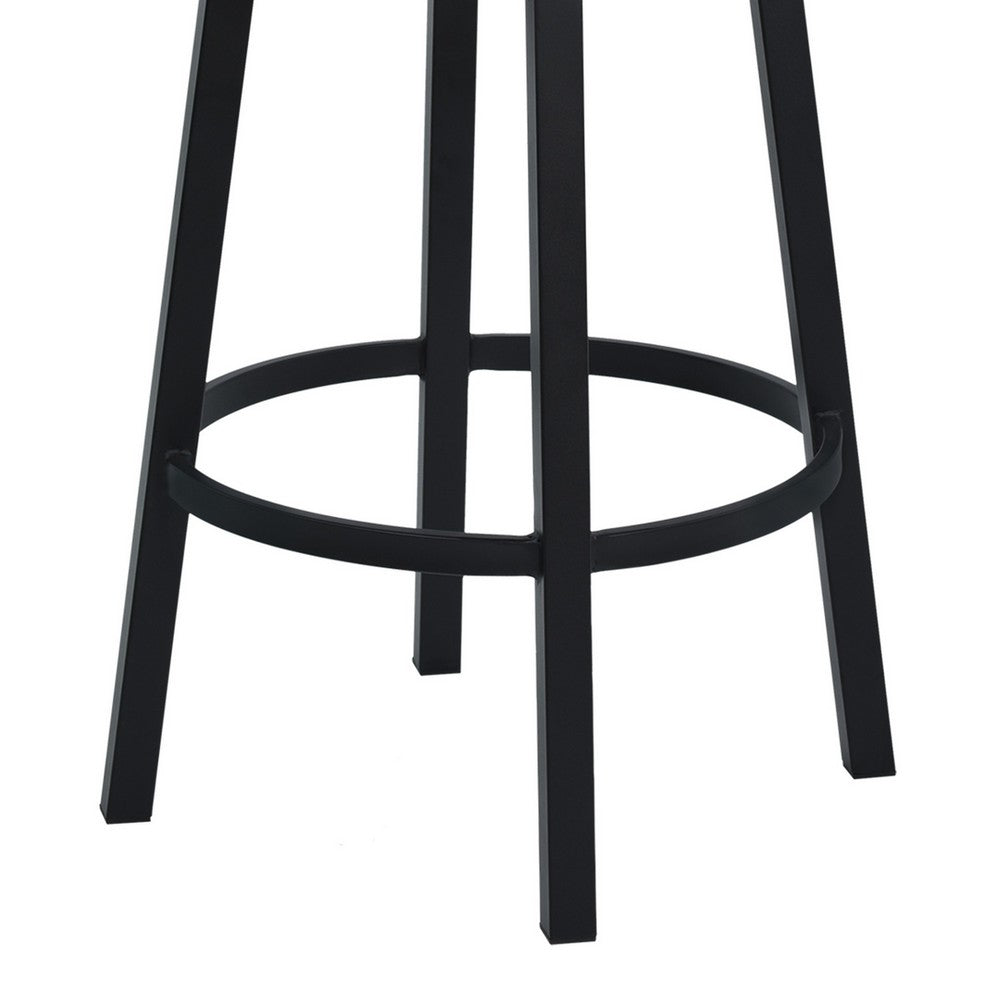 Eva 30 Inch Swivel Bar Stool Chair, Vegan Faux Leather, Curved Back, Black - BM282105