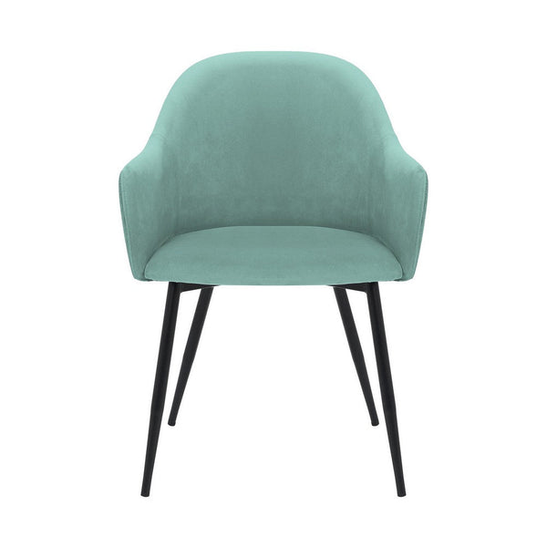 23 Inch Modern Dining Chair, Curved Back, Polyester, Metal Legs, Teal Blue - BM282120