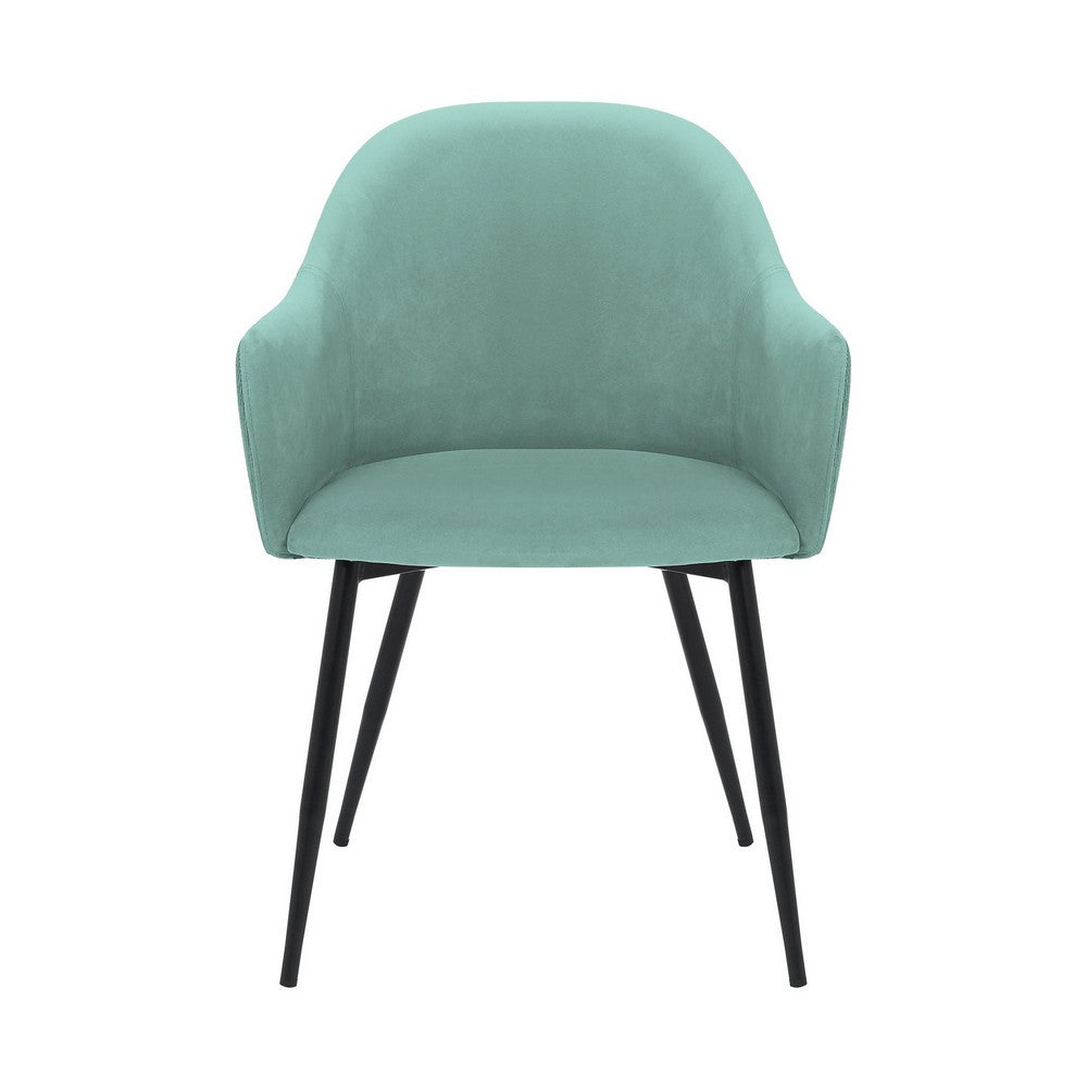 23 Inch Modern Dining Chair, Curved Back, Polyester, Metal Legs, Teal Blue - BM282120