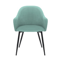 23 Inch Modern Dining Chair, Curved Back, Polyester, Metal Legs, Teal Blue - BM282120