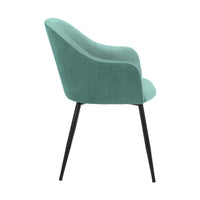 23 Inch Modern Dining Chair, Curved Back, Polyester, Metal Legs, Teal Blue - BM282120