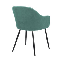 23 Inch Modern Dining Chair, Curved Back, Polyester, Metal Legs, Teal Blue - BM282120