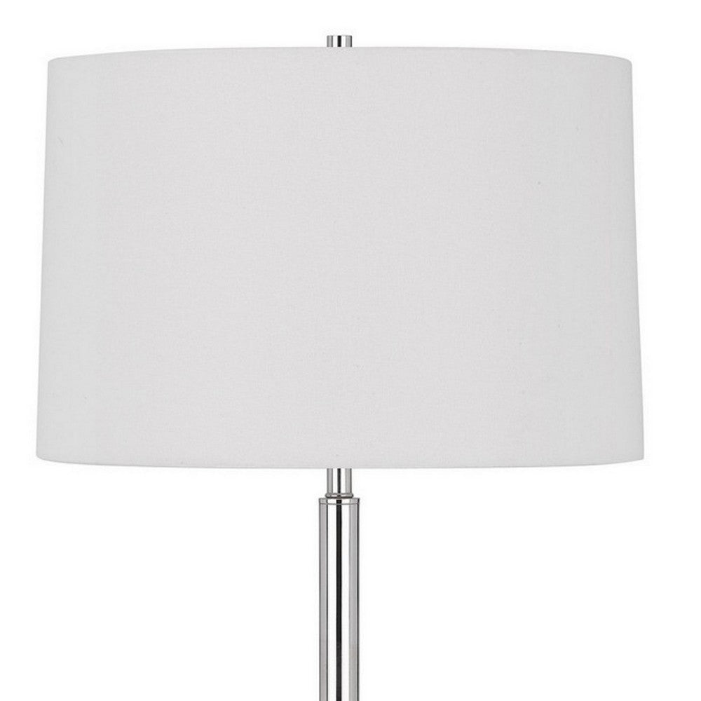 Ava 61 Inch Modern Floor Lamp, Glass Tray Table, 1 USB Port, Glossy, Chrome - BM282145