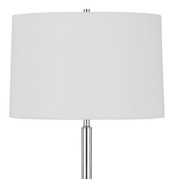Ava 61 Inch Modern Floor Lamp, Glass Tray Table, 1 USB Port, Glossy, Chrome - BM282145