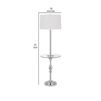 Ava 61 Inch Modern Floor Lamp, Glass Tray Table, 1 USB Port, Glossy, Chrome - BM282145