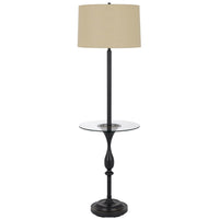 Ava 61 Inch Modern Floor Lamp, Glass Tray Table, 1 USB Port, Dark Bronze - BM282146