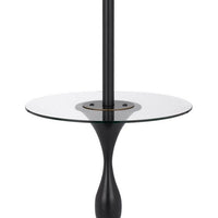 Ava 61 Inch Modern Floor Lamp, Glass Tray Table, 1 USB Port, Dark Bronze - BM282146