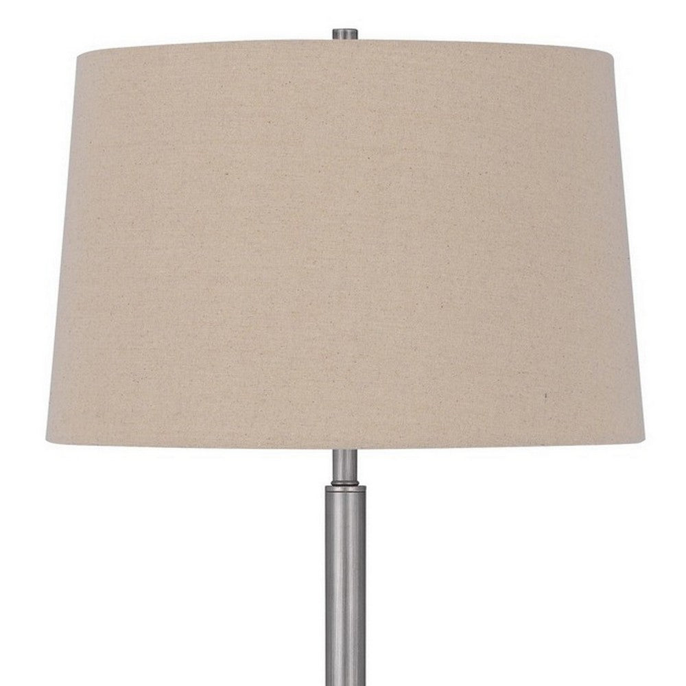 61 Inch Modern Floor Lamp, Glass Tray Table, 1 USB Port, Antique Silver - BM282147