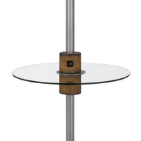 61 Inch Modern Floor Lamp, Glass Tray Table, 1 USB Port, Antique Silver - BM282147