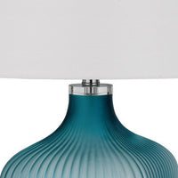 26 Inch Modern Accent Table Lamp, Unique Tapered Glass Base, Aqua Blue - BM282150