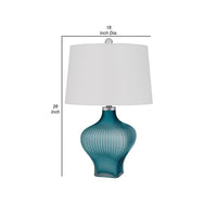 26 Inch Modern Accent Table Lamp, Unique Tapered Glass Base, Aqua Blue - BM282150