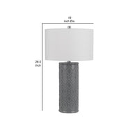 29 Inch Accent Table Lamp Set of 2, Tall Cylinder, Ball Finial Accent, Gray - BM282155