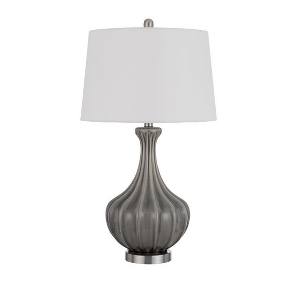29 Inch Accent Table Lamp Set of 2, Elegant Tapered Glass Base, Slate Gray - BM282159