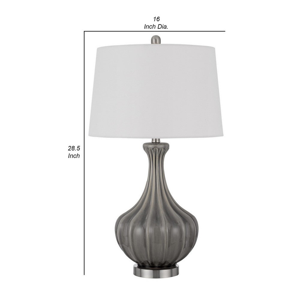 29 Inch Accent Table Lamp Set of 2, Elegant Tapered Glass Base, Slate Gray - BM282159