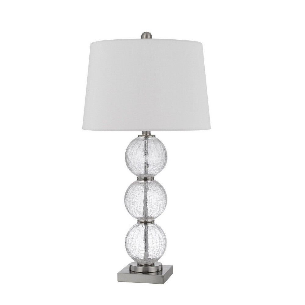 29 Inch Accent Table Lamp Set of 2, Stacked Crackle Glass balls, Silver - BM282160