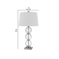 29 Inch Accent Table Lamp Set of 2, Stacked Crackle Glass balls, Silver - BM282160