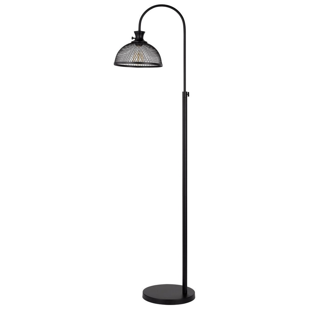 61 Inch Modern Floor Lamp, Hanging Mesh Shade, Metal Base, Black - BM282165