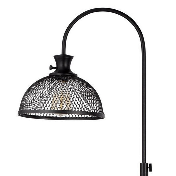 61 Inch Modern Floor Lamp, Hanging Mesh Shade, Metal Base, Black - BM282165
