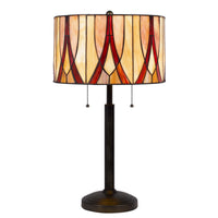 Eli 24 Inch Tiffany Style Table Lamp, Glass Shade, Antique Bronze - BM282167