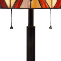 Eli 24 Inch Tiffany Style Table Lamp, Glass Shade, Antique Bronze - BM282167