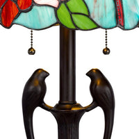 22 Inch Classic Table Lamp, Bird Art Stained Glass Shade, Antique Bronze - BM282168