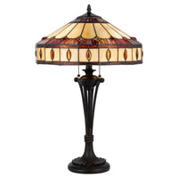 Xia 26 Inch Tiffany Style Vintage Table Lamp, Glass Shade, Antique Bronze - BM282170