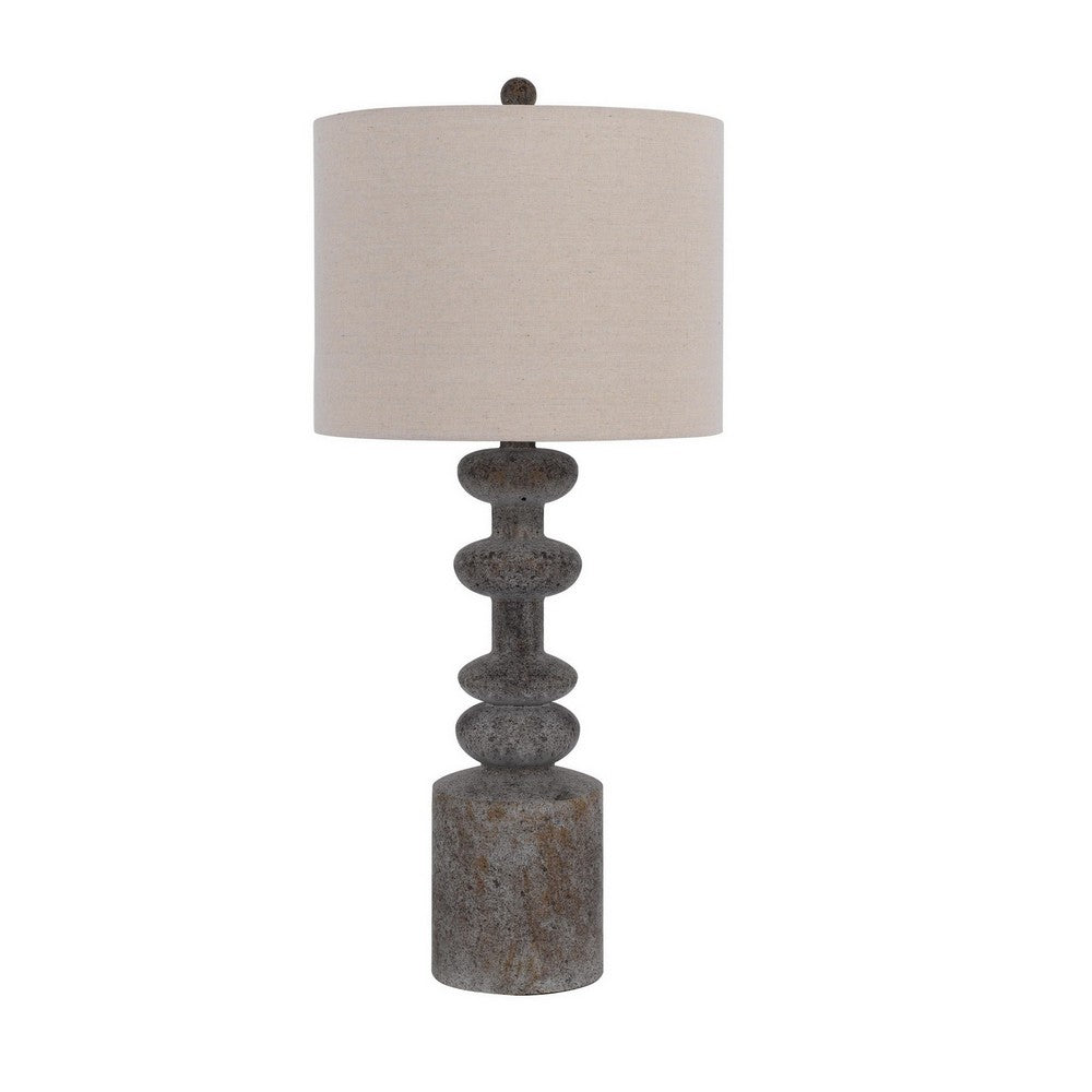 31 Inch Accent Table Lamp, Resin Turned Base, Set of 2, Beige, Gray - BM282179