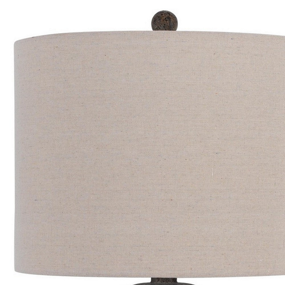 31 Inch Accent Table Lamp, Resin Turned Base, Set of 2, Beige, Gray - BM282179