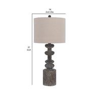 31 Inch Accent Table Lamp, Resin Turned Base, Set of 2, Beige, Gray - BM282179