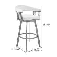 Oliver 25 Inch Modern Counter Stool Chair, Vegan Leather, Swivel, White - BM282634