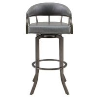 Blake 30 Inch Modern Vegan Faux Leather Bar Stool, Swivel, Metal Legs, Gray - BM282703