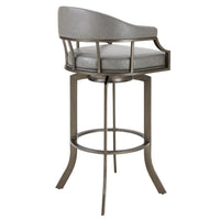 Blake 30 Inch Modern Vegan Faux Leather Bar Stool, Swivel, Metal Legs, Gray - BM282703