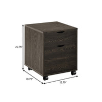 20 Inch Wood Rolling File Cabinet, 1 Large Cabinet, 1 Drawer, Dark Oak - BM282968