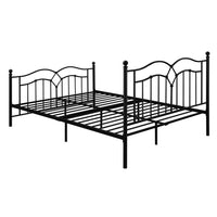 Modern Queen Size Bed, Curved Accent, Black Heavy Gauge Steel Metal Frame - BM283014