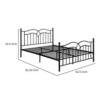 Modern Queen Size Bed, Curved Accent, Black Heavy Gauge Steel Metal Frame - BM283014