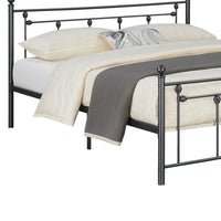 Olly Modern Queen Size Bed, Heavy Steel Metal Frame, Slatted, Matte Black - BM283018