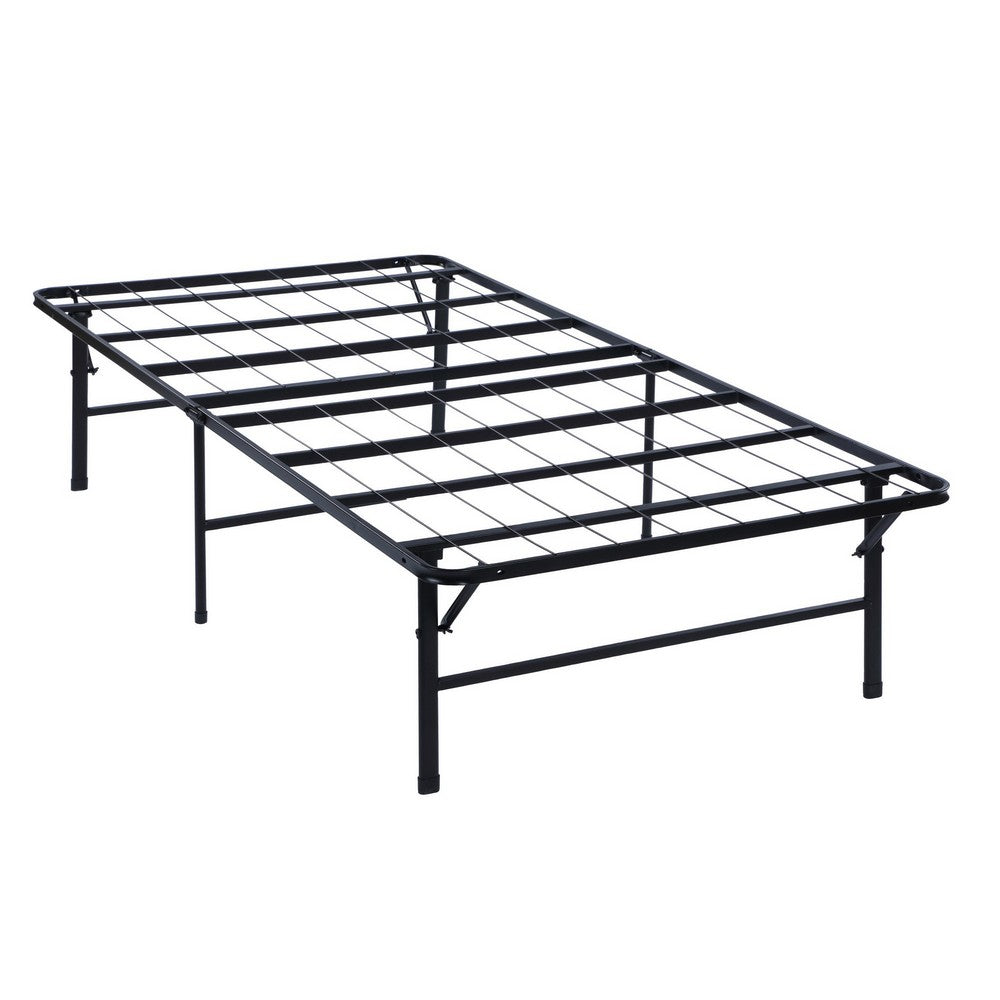 Folding Bed Frame Queen, Heavy Gauge Steel Metal, Underbed Space, Black - BM283031