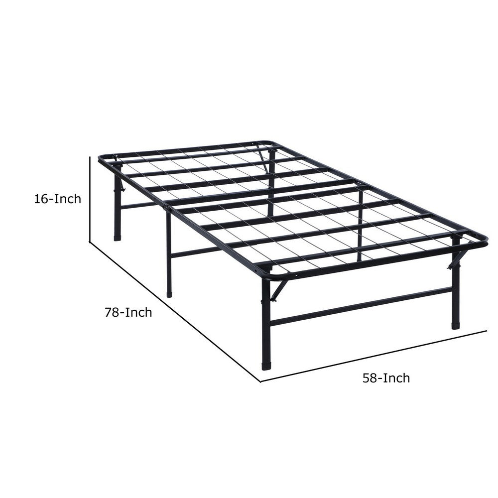 Folding Bed Frame Queen, Heavy Gauge Steel Metal, Underbed Space, Black - BM283031