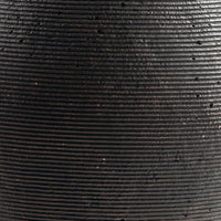 Dale 12 Inch Round Polyresin Vase, Wavy Ribbed Spiral Texture Antique Brown - BM283062