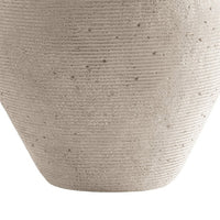 Dale 17 Inch Round Polyresin Vase, Tightly Ribbed Texture, Antique Beige - BM283065