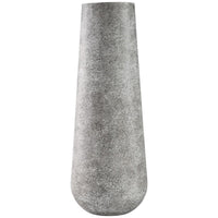 Fin 21 Inch Cylindrical Metal Vase, Subtly Textured, Antique Gray White - BM283068