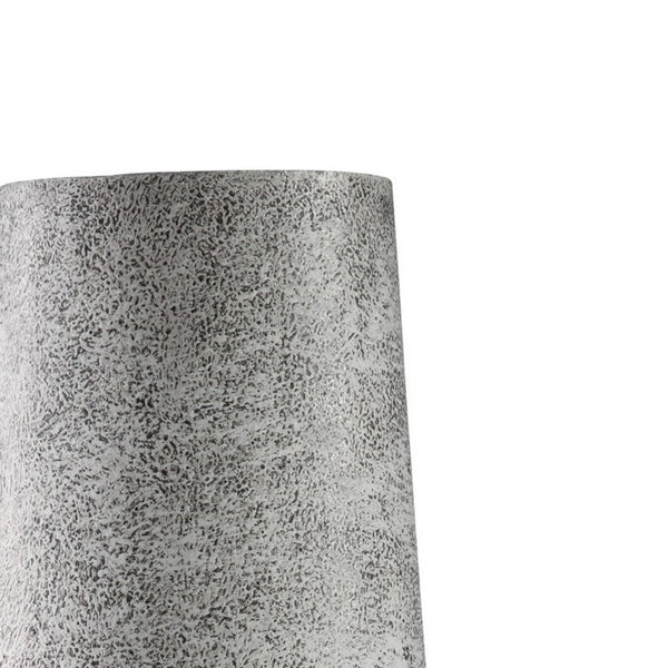 Fin 21 Inch Cylindrical Metal Vase, Subtly Textured, Antique Gray White - BM283068