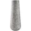 Fin 21 Inch Cylindrical Metal Vase, Subtly Textured, Antique Gray White - BM283068
