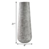 Fin 21 Inch Cylindrical Metal Vase, Subtly Textured, Antique Gray White - BM283068